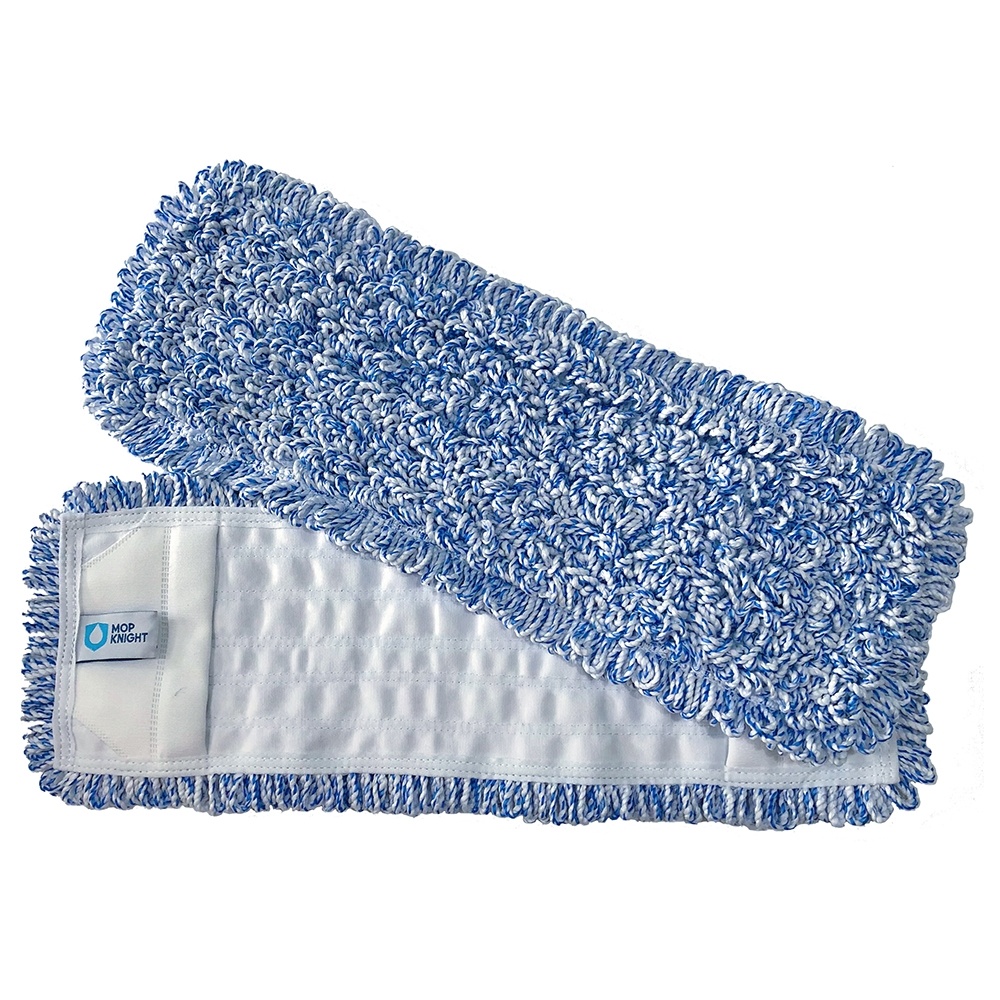 40 oder 50 cm Nass-Wischmopp Baumwolle Schlinge/Franse mit Tasche blau/weiss 