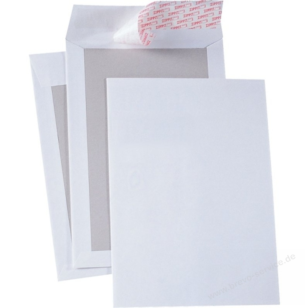 Papprückwand Versandtaschen DIN B4 weiß Haftklebung Papprückwandtaschen