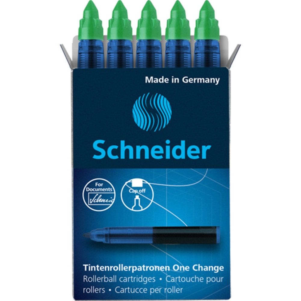 Schneider Tintenrollermine One Change 185404 0,6 mm grün 5er Pack, bre