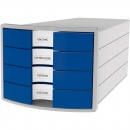 HAN Schubladenbox IMPULS 1012-14 DIN C4 4 Schubfächer lichtgrau blau