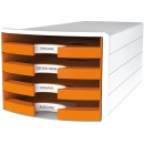 HAN Schubladenbox IMPULS 1013-51 DIN C4 4 offene Schubfächer weiß orange
