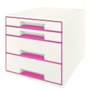 Leitz Schubladenbox WOW CUBE 52132023 DIN A4+ 4 Fächer pink