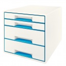 Leitz Schubladenbox WOW CUBE 52132036 DIN A4+ 4 Fächer blau