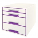 Leitz Schubladenbox WOW CUBE 52132062 DIN A4+ 4 Fächer violett