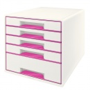 Leitz Schubladenbox WOW CUBE 52142023 DIN A4+ 5 Fächer pink