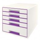 Leitz Schubladenbox WOW CUBE 52142062 DIN A4+ 5 Fächer violett