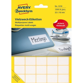 Avery Zweckform Etiketten 3318 22 x 18 mm weiß 1200er Pack