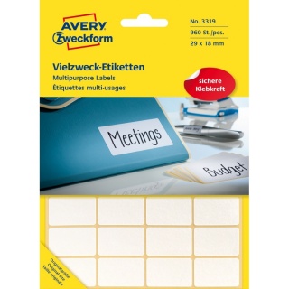 Avery Zweckform Etiketten 3319 29 x 18 mm weiß 960er Pack