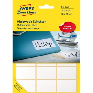 Avery Zweckform Etiketten 3325 38 x 24 mm weiß 522er Pack