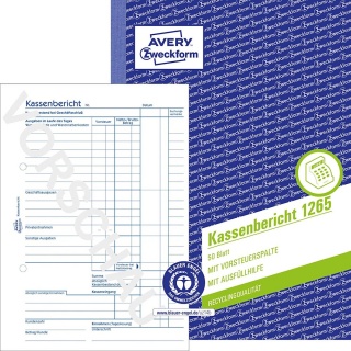 Avery Zweckform Kassenbericht Recycling 1265 A5 50 Blatt