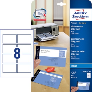 Avery Zweckform Visitenkarten Premium C32015-10 wei 80er Pack