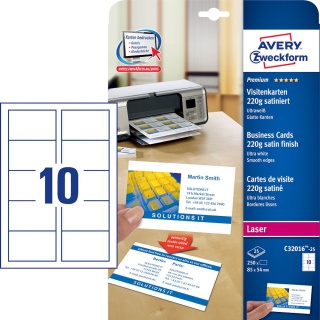 Avery Zweckform Visitenkarten Premium C32016-25 wei 250er Pack