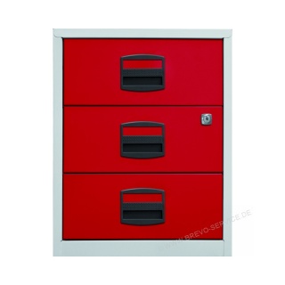 Bisley Schubladenschrank PFAM3S 506 3 Schübe grau rot