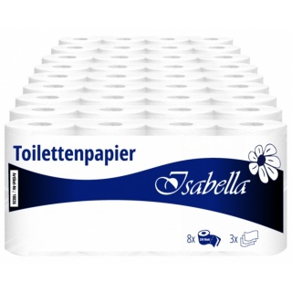 Brevotip Toilettenpapier Isabella 3-lagig Tissue 250 Blatt extra weiß 72er Pack