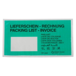 Dokumententasche Lieferschein-Rechnung DL Papier grn 250er Pack