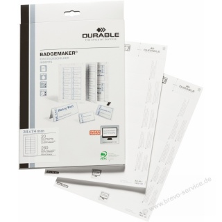 Durable Einsteckschild Badgemaker 142502 34 x 75 mm weiß 280er Pack