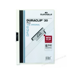 Durable Klemmmappe Duraclip Plus 30 221302 DIN A4 30 Blatt wei