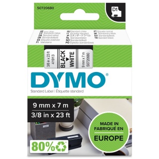 Dymo Schriftband D1 40913 S0720680 9 mm schwarz auf wei