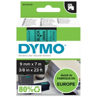 Dymo Schriftband D1 40919 S0720740 9 mm schwarz auf grn