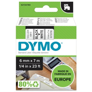 Dymo Schriftband D1 43613 S0720780 6 mm schwarz auf wei