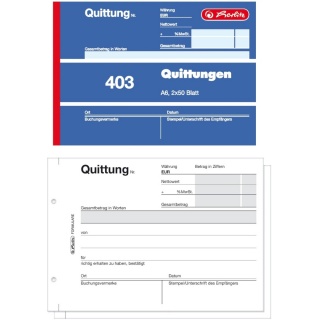 Herlitz Quittungsblock 403 886614 DIN A6 quer 2 x 50 Blatt