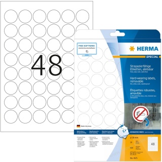 Herma wetterfeste Folienetiketten 4571 rund weiß 960er Pack