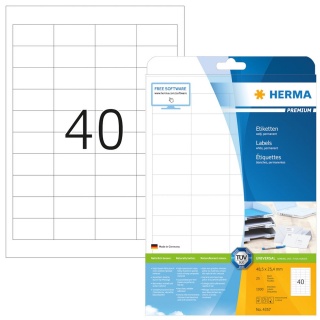 Herma Premium-Universal-Etiketten 4357 wei 25 Blatt