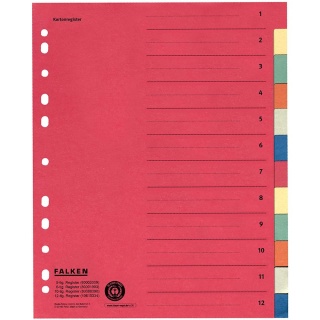Karton-Register A4 12-teilig blanko Taben farbig