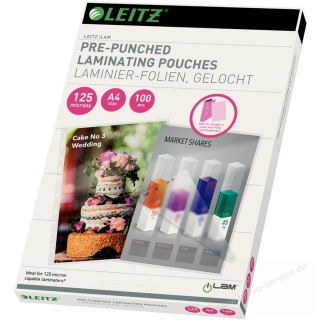 Leitz Heilaminierfolien iLAM mit Abheftrand 33878 DIN A4 100er Pack