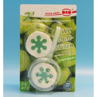 ORO frisch-aktiv WC-Duftspüler WC-Duft-Blüten Green Apple 3er Pack