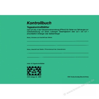 RNK Fahrtenbuch / Kontrollbuch 3095 DIN A5 30 Blatt