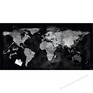 Sigel Glas-Magnettafel artverum GL270 91 x 46 cm World-Map schwarz