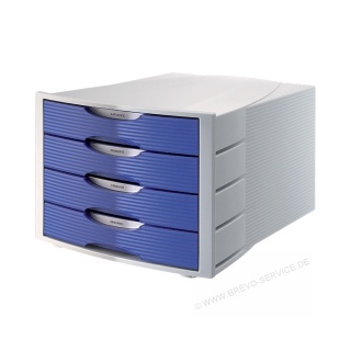 Soennecken Schubladenboxen 4 Schbe geschlossen grau blau
