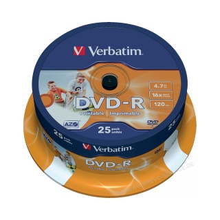 Verbatim DVD-R 43538 4.7 GB 120 Min 16x bedruckbar 25er Spindel