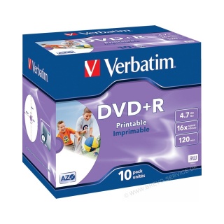 Verbatim DVD+R JewelCase 43508 4.7 GB 120 Min 16x bedruckbar 10er Pack