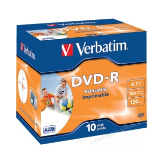 Verbatim DVD-R JewelCase 4.7 GB 120 Min 16x bedruckbar 10er Pack