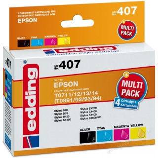 edding Tintenpatrone EDD-407 kompatibel zu Epson T089 Multipack